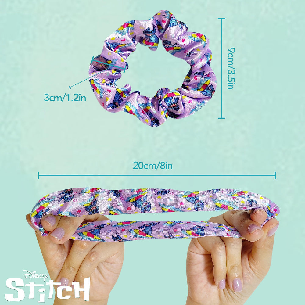 LUV HER scrunchies elastic ties closeup highlighting vibrant colors and stretchability.