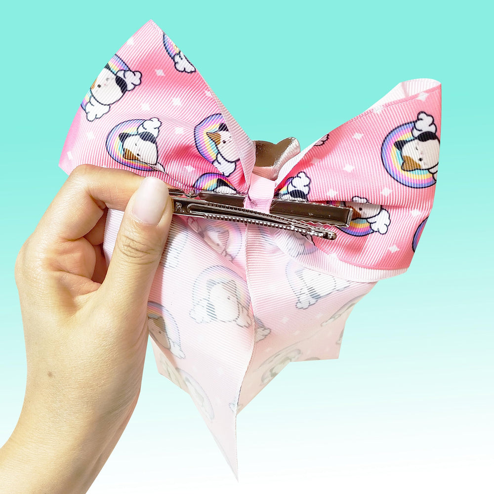 LUV HER Squishmallows hair bow charm closeup showcases cute center charm for bold accessories