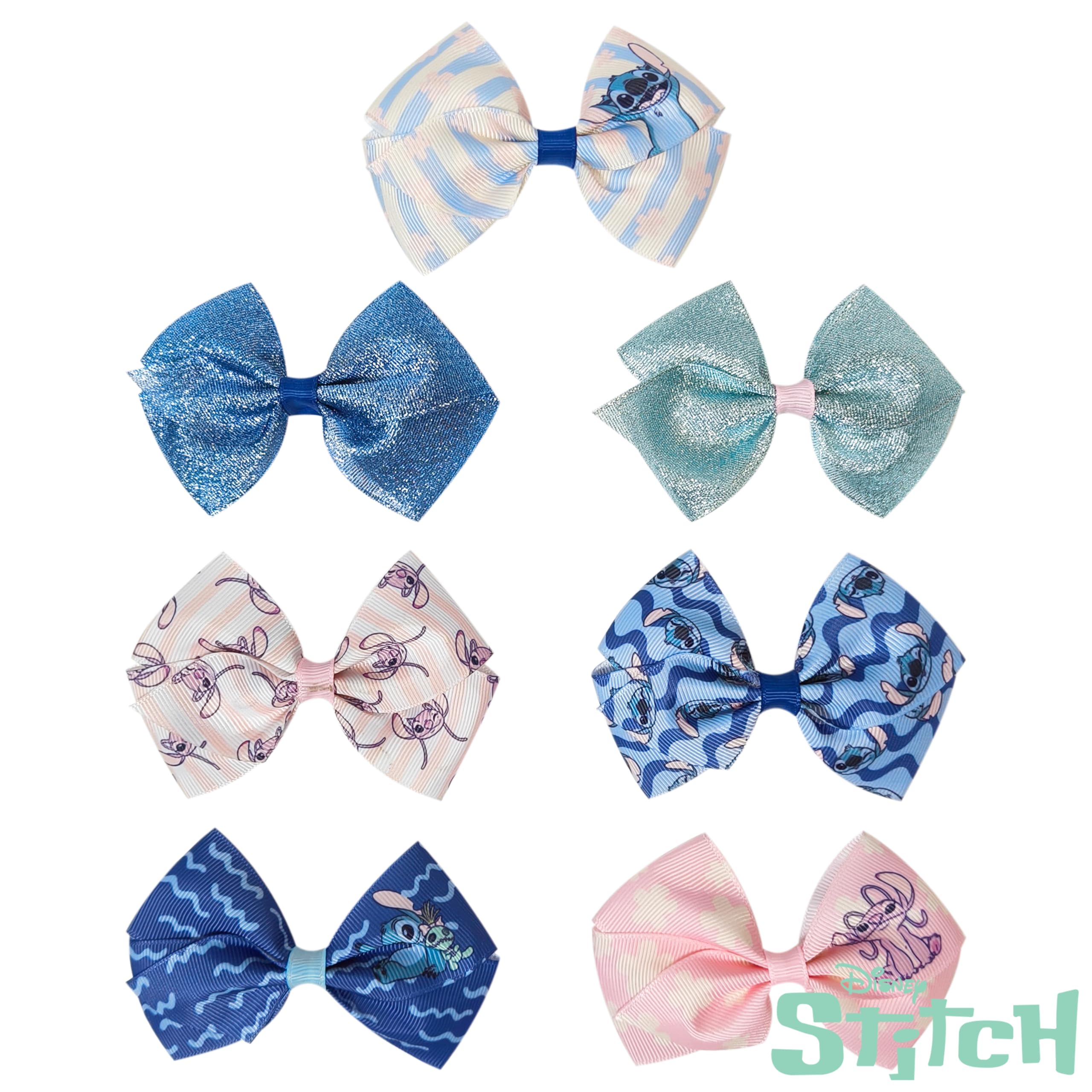 LUV HER Stitch bows close-up, vibrant colors for playful styling