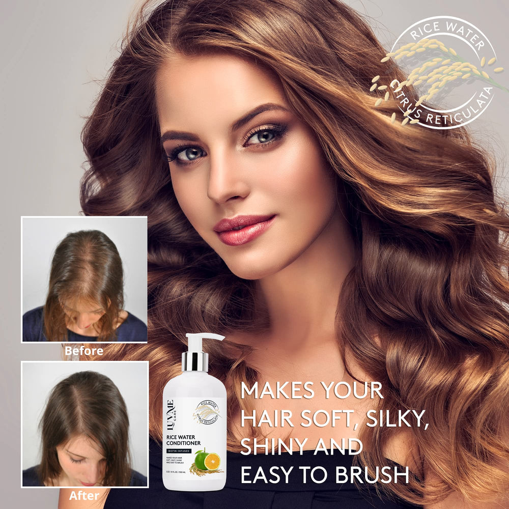 Luv Me Care hair care routine after-application shot highlights smooth detangling and shine.