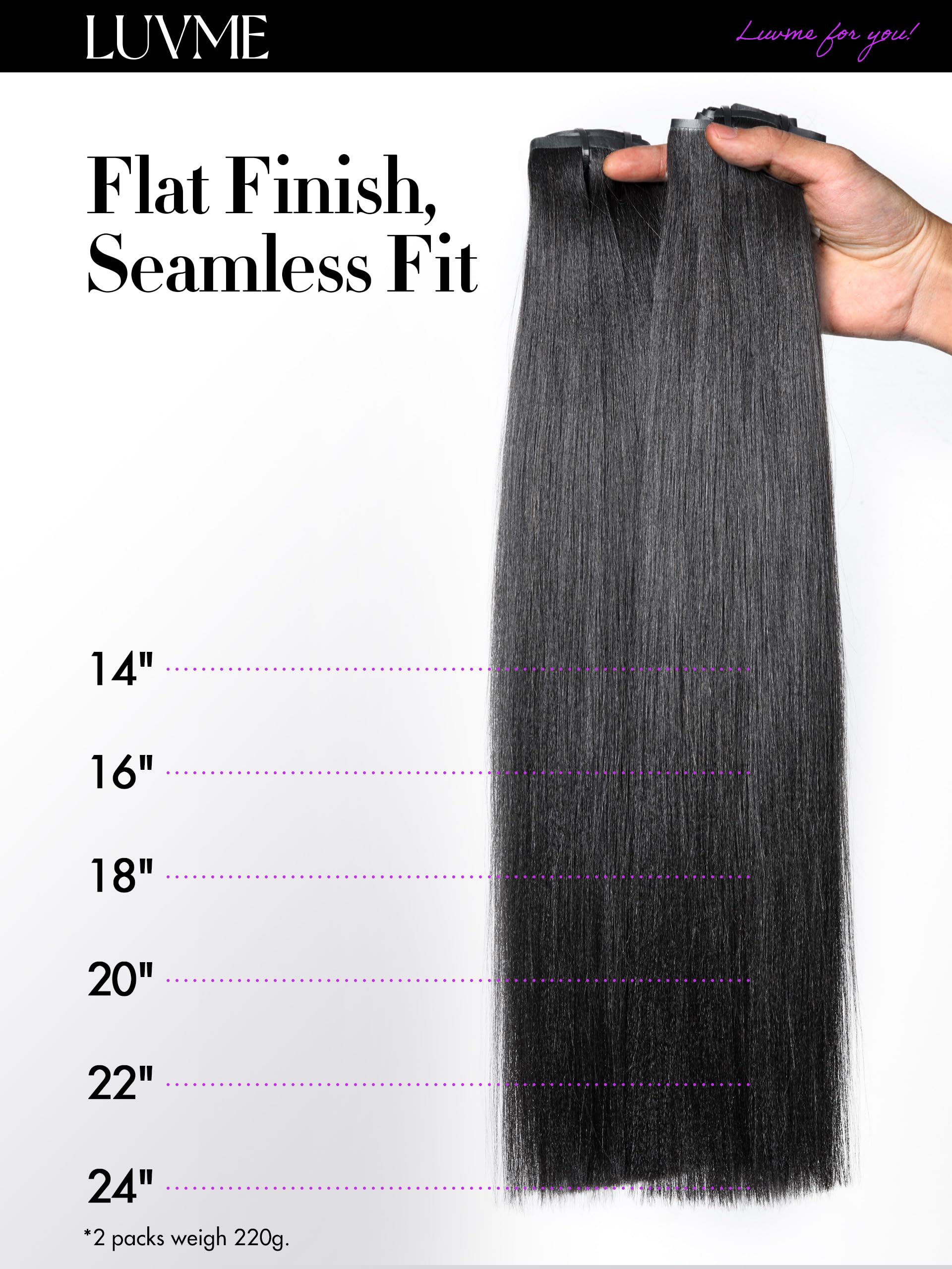LUVME straight clip-in application demonstration for quick salon-style change.