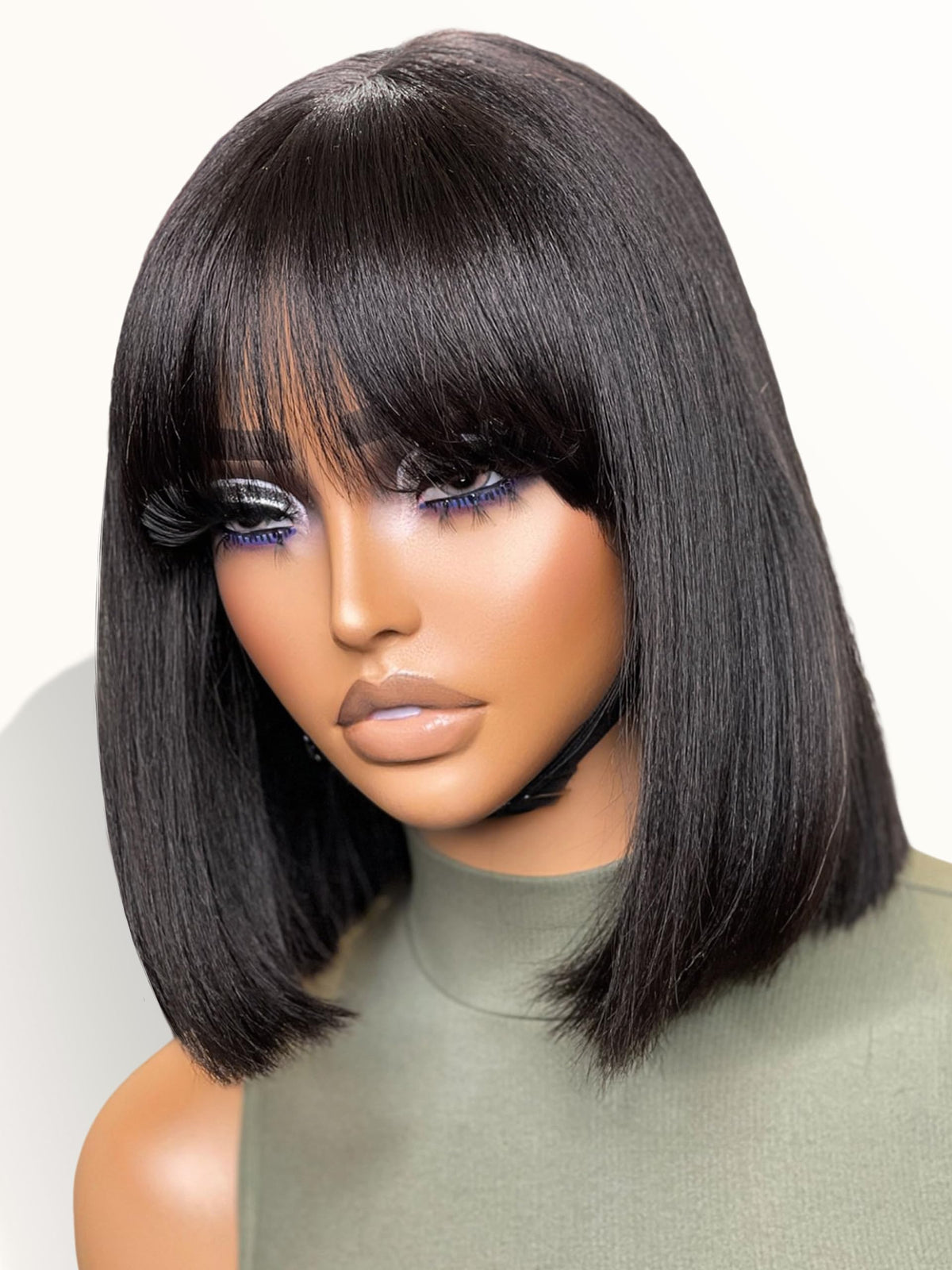 LUVME HAIR 10 inch light yaki straight bob wig shows natural texture for everyday wear