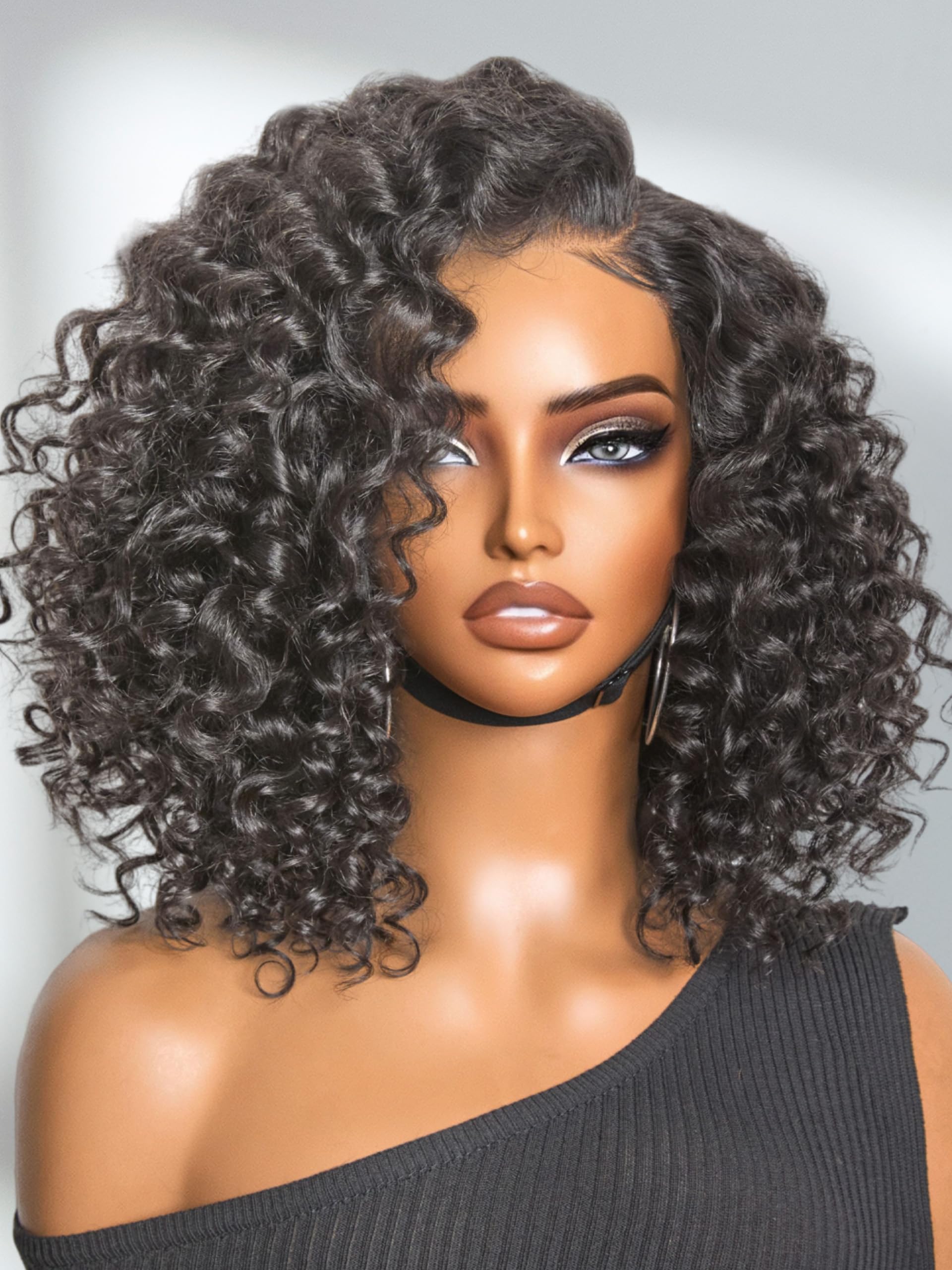 LUVME HAIR curly deep-wave lace-front 12in wig providing natural volume and easy styling.