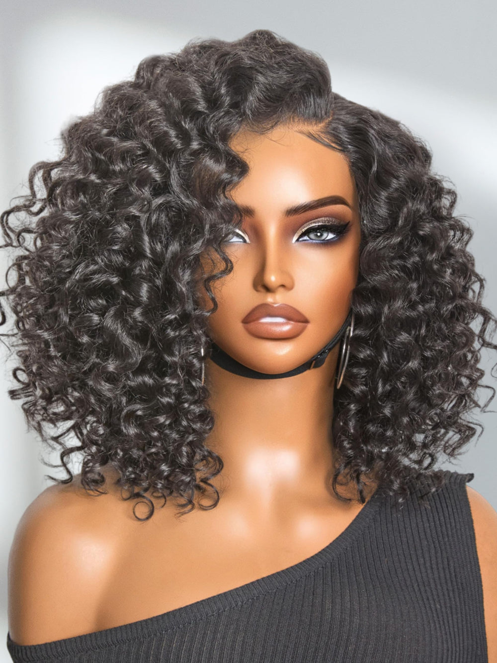 LUVME HAIR curly deep-wave lace-front 12in wig providing natural volume and easy styling.
