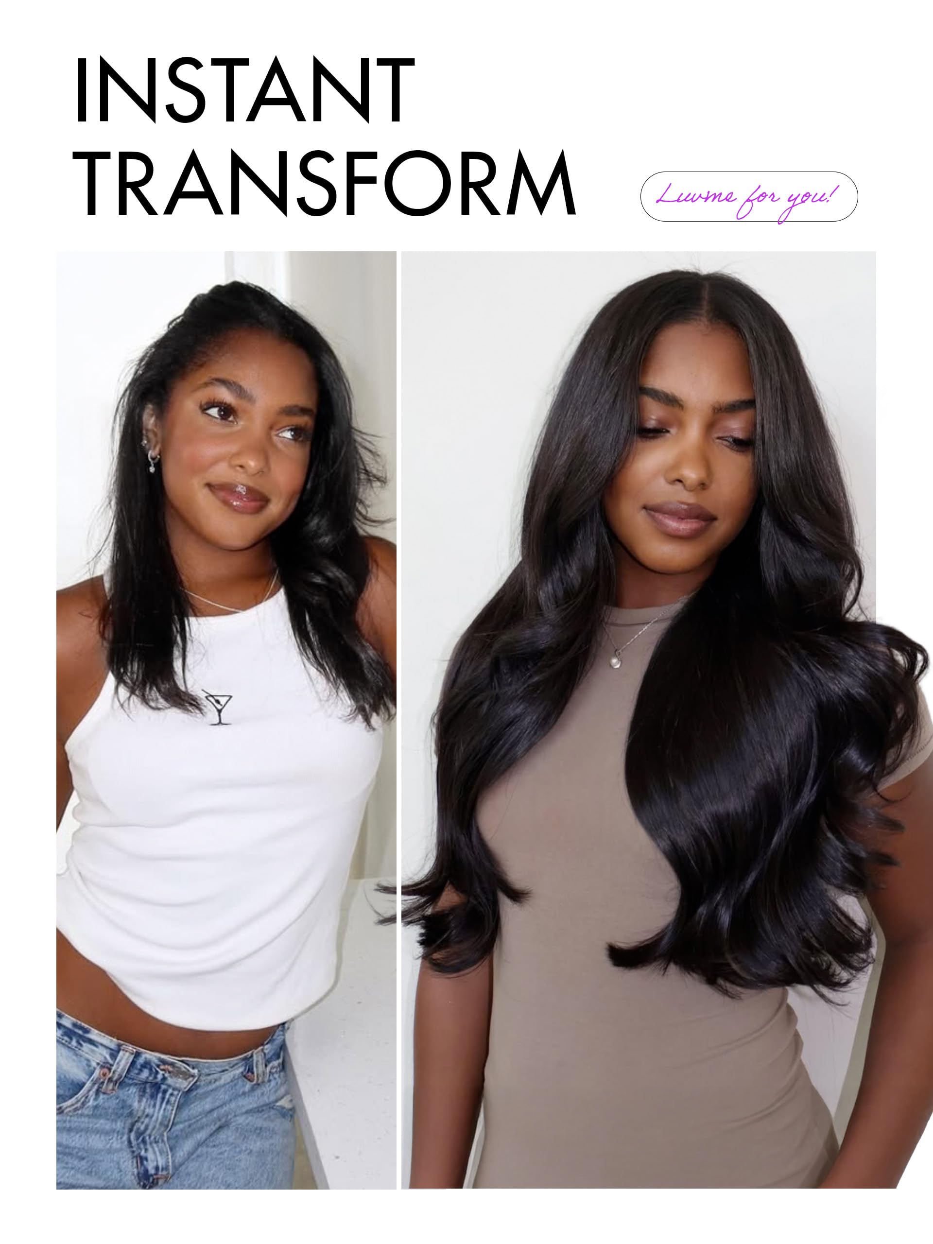 LUVME HAIR parting options deep middle image highlights flexible styling possibilities