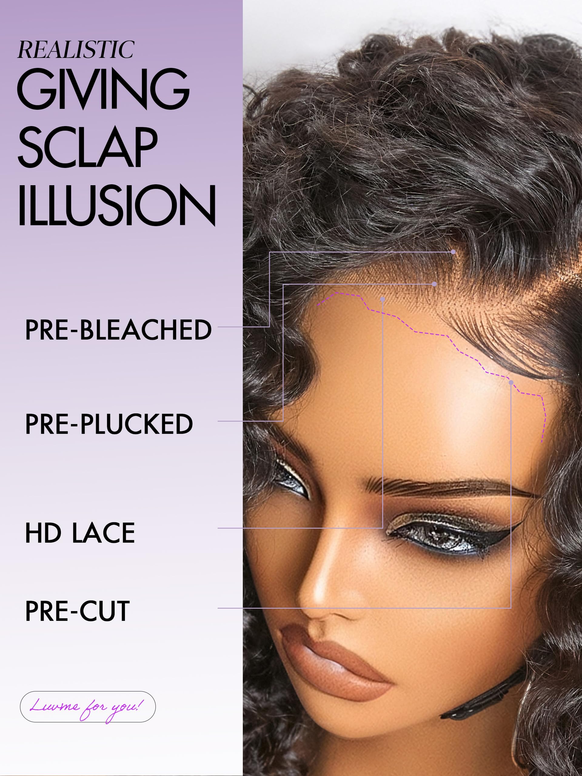 LUVME HAIR pre-cut plucked HD lace short wig for ready-to-go versatility.