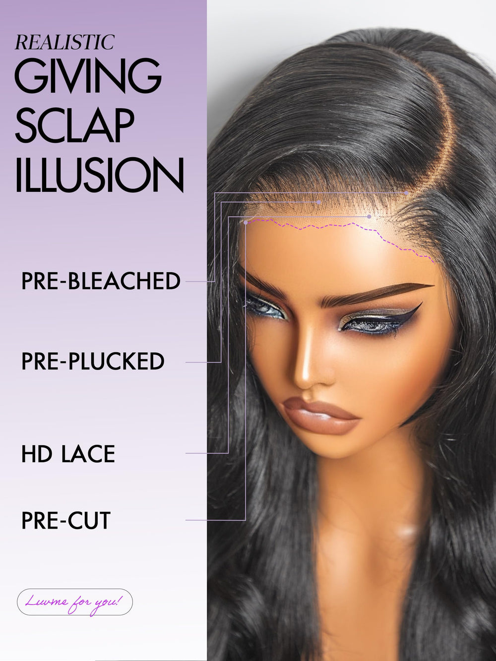 LUVME HAIR pre-cut plucked lace shows ready-to-wear precision and ease
