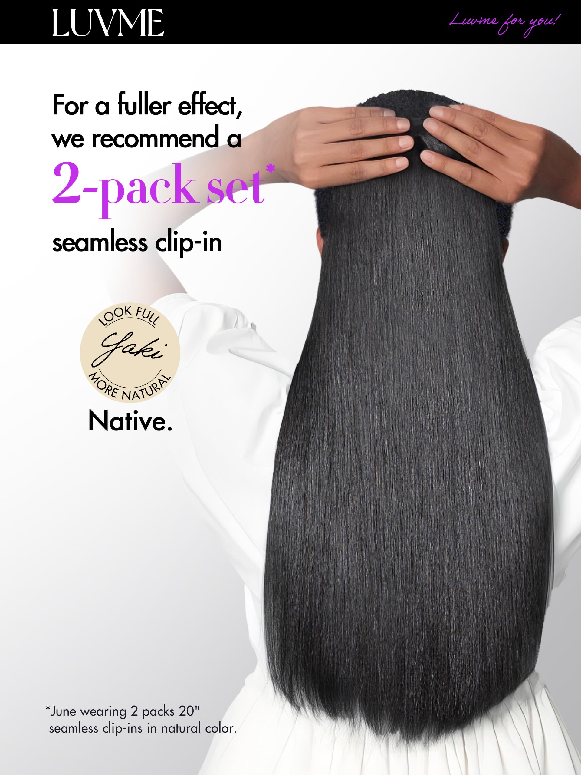 LUVME heat styling guidelines for clip-in extensions up to 250°F.