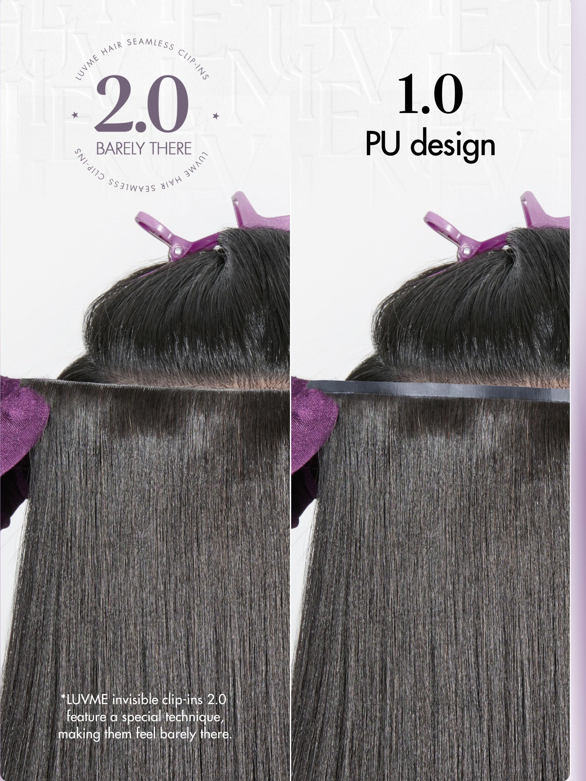 LUVME silky straight clip-ins for a smooth, polished finish