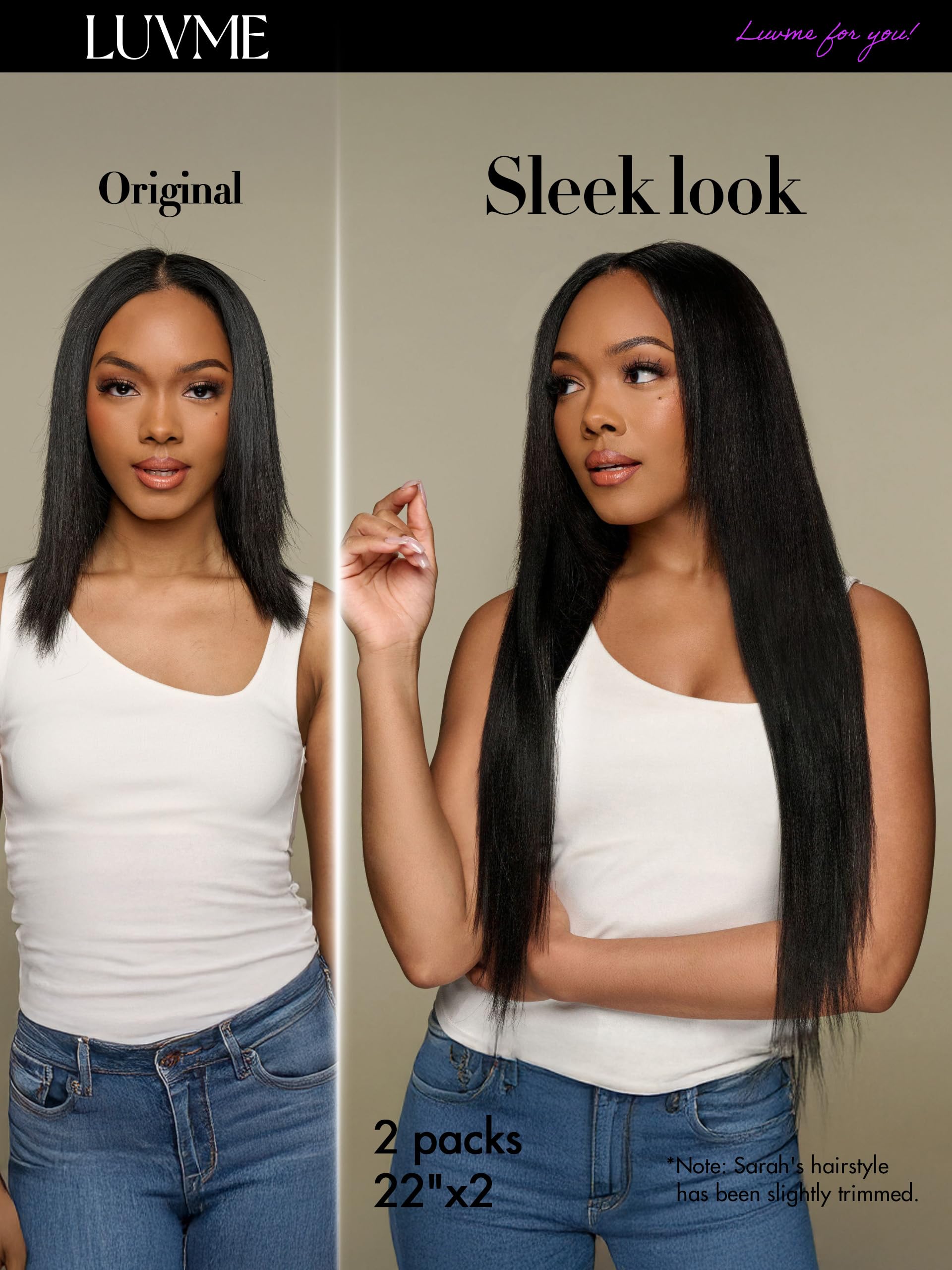 LUVME straight hair extensions care routine to preserve shine.