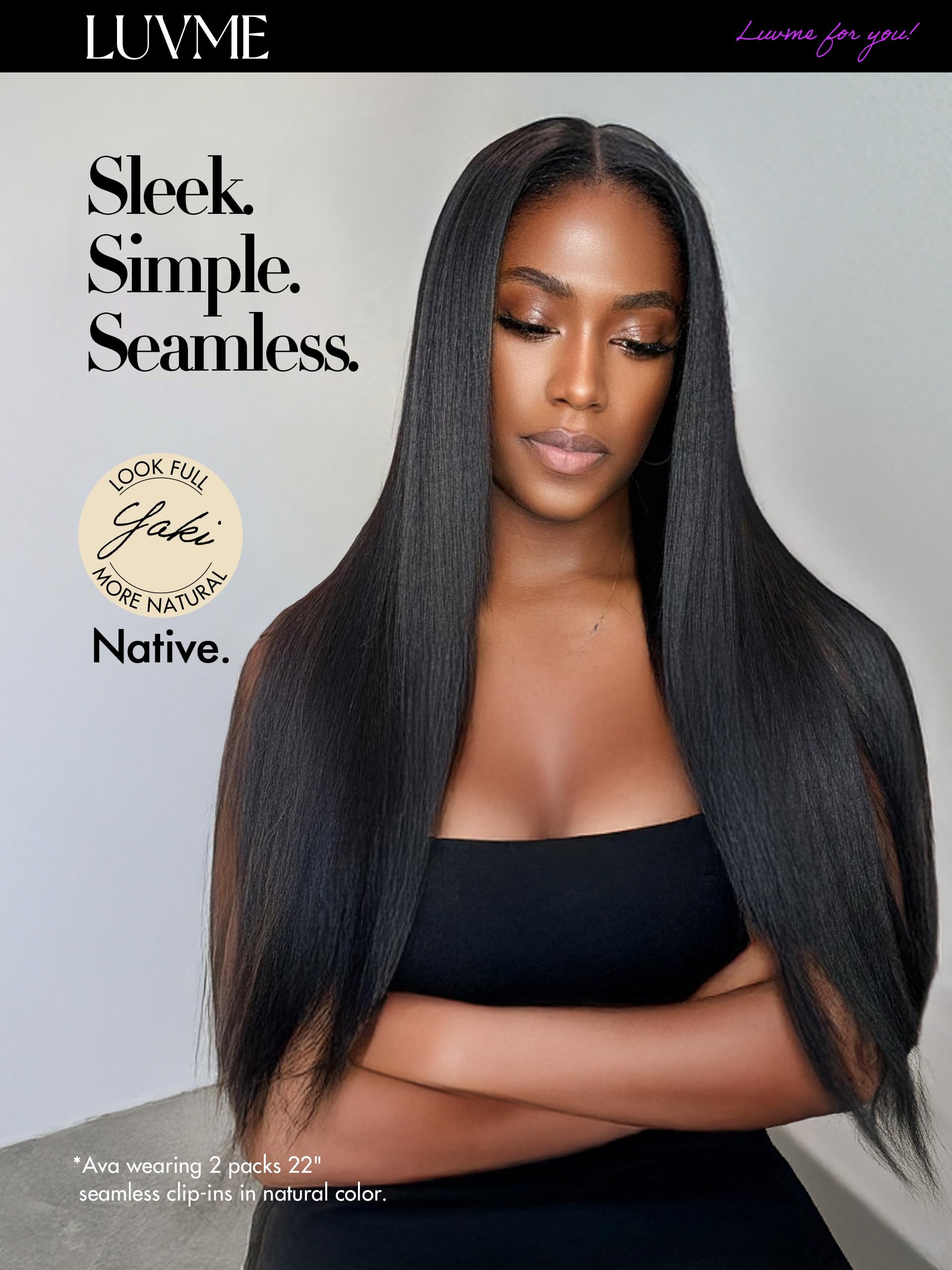 LUVME Yaki natural-look weft closeup showing thin PU for invisible wear.