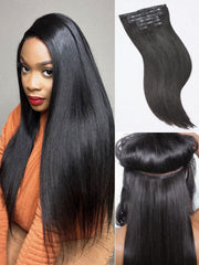LUVME Yaki Straight seamless clip-in extensions with PU weft for invisible, comfortable wear.