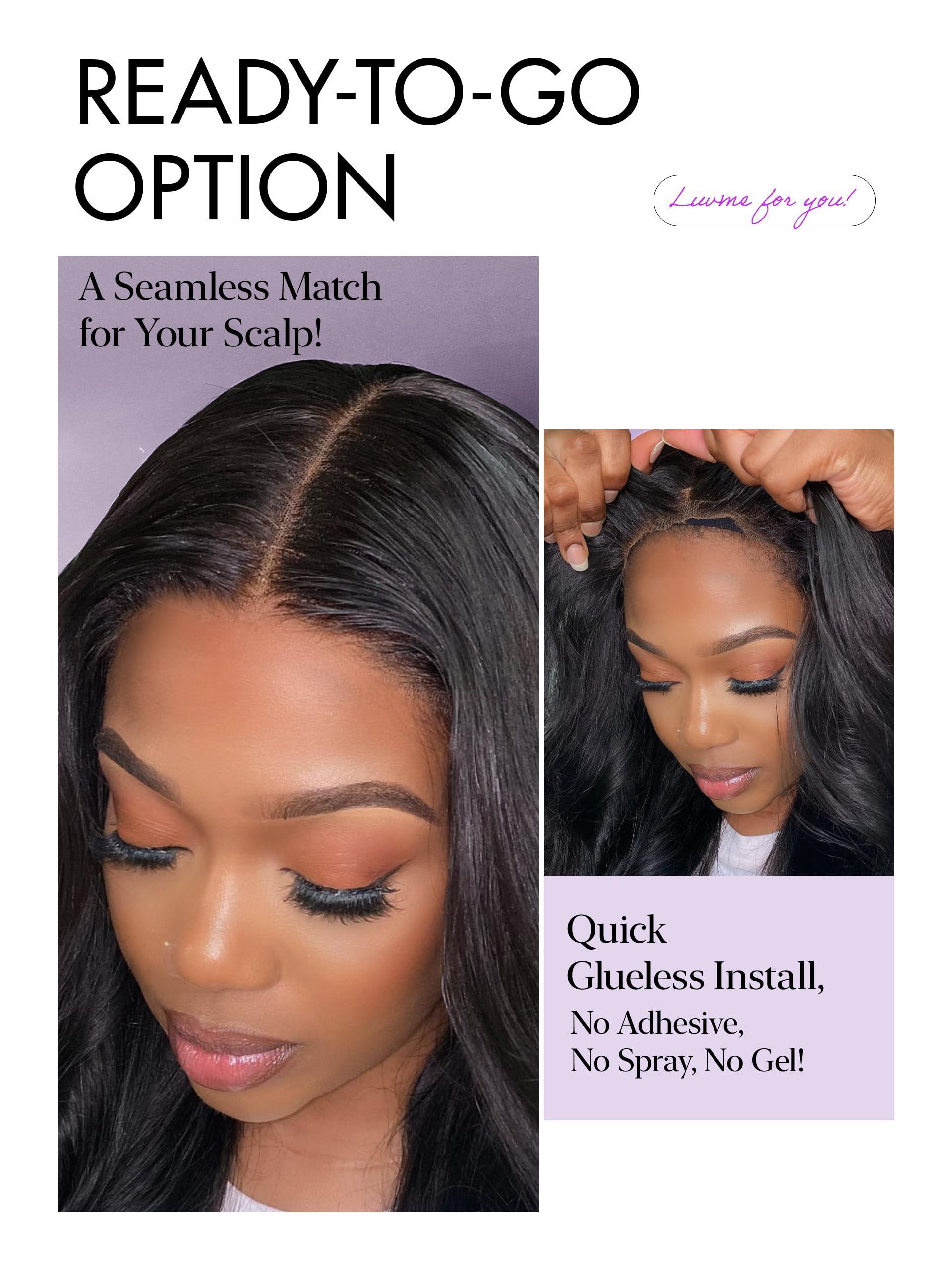 LUVME HAIR All-Day Comfort wig pre-cut cap showing ready-to-wear styling.