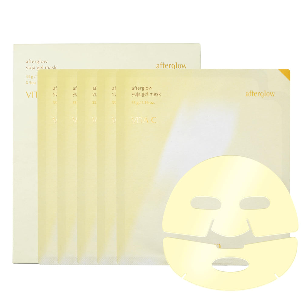 LUVUM Afterglow Yuja Gel Mask packaging highlights a 4+1 kit for home skincare