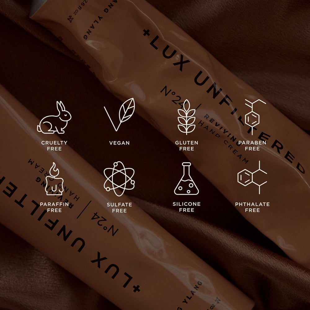 Lux Unfiltered N°24 fast-absorbing-finish-closeup demonstrates non-greasy feel
