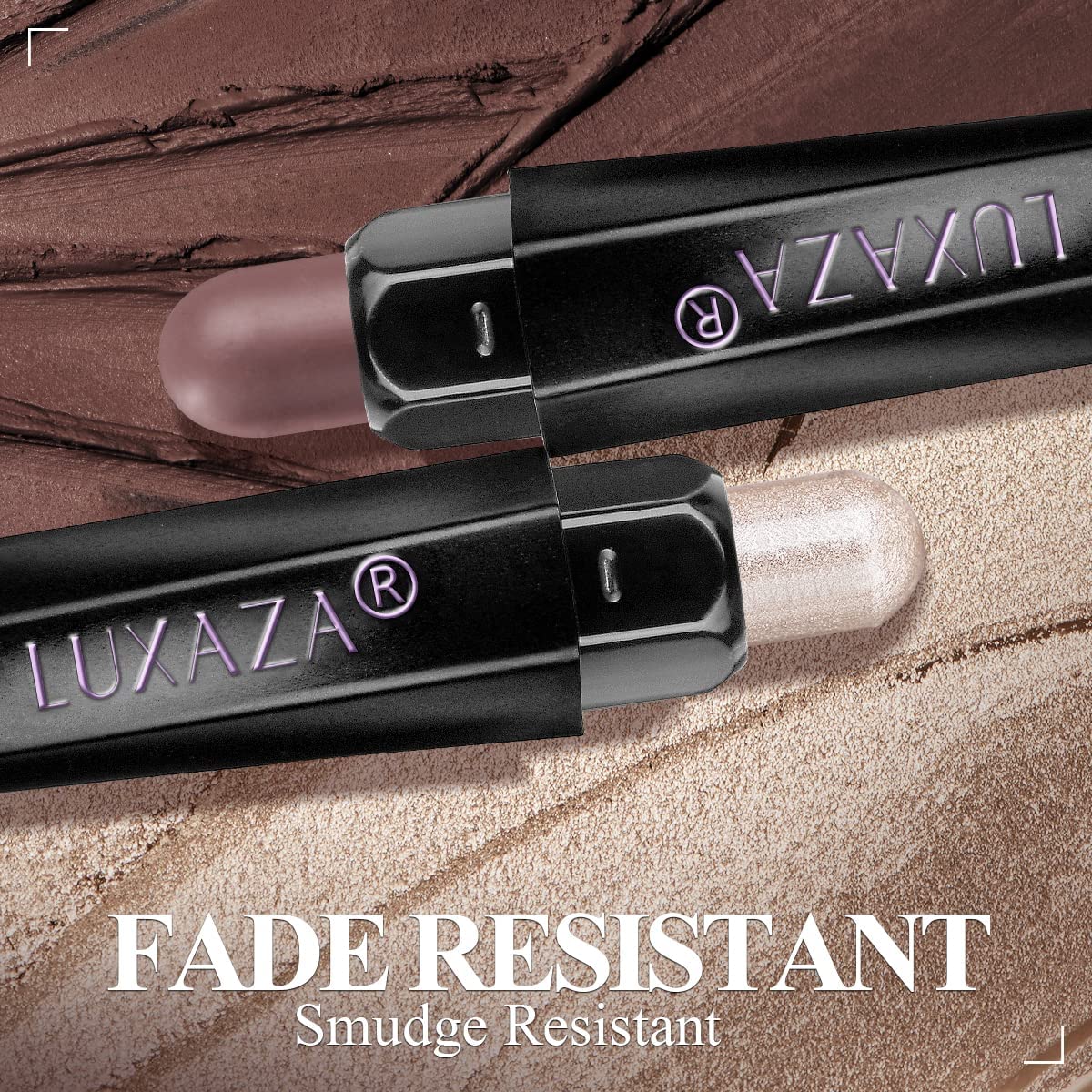 LUXAZA eyeshadow stick blending brush side helps smudge-proof finish