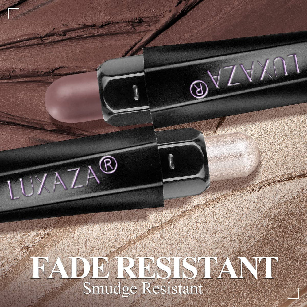 LUXAZA eyeshadow stick blending brush side helps smudge-proof finish