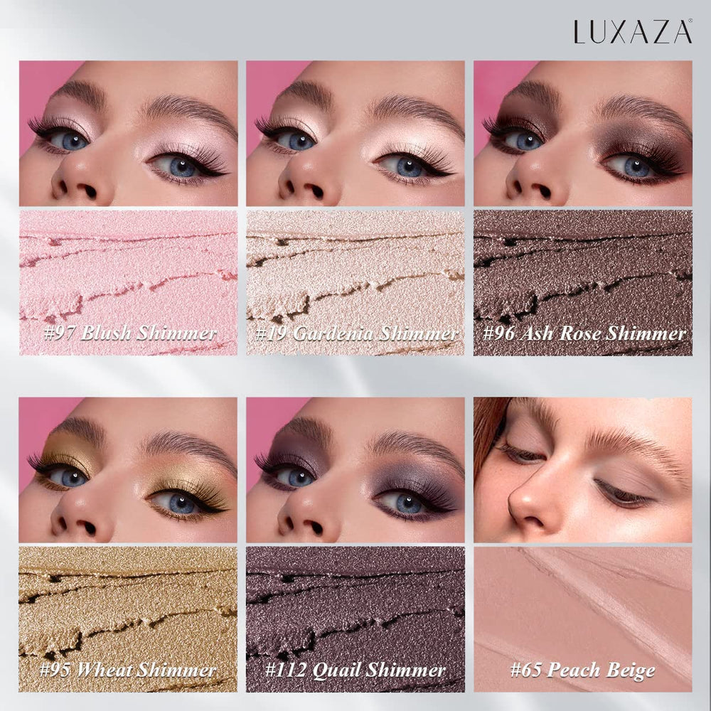 LUXAZA eyeshadow stick hex-tube grip improves control during precise application.