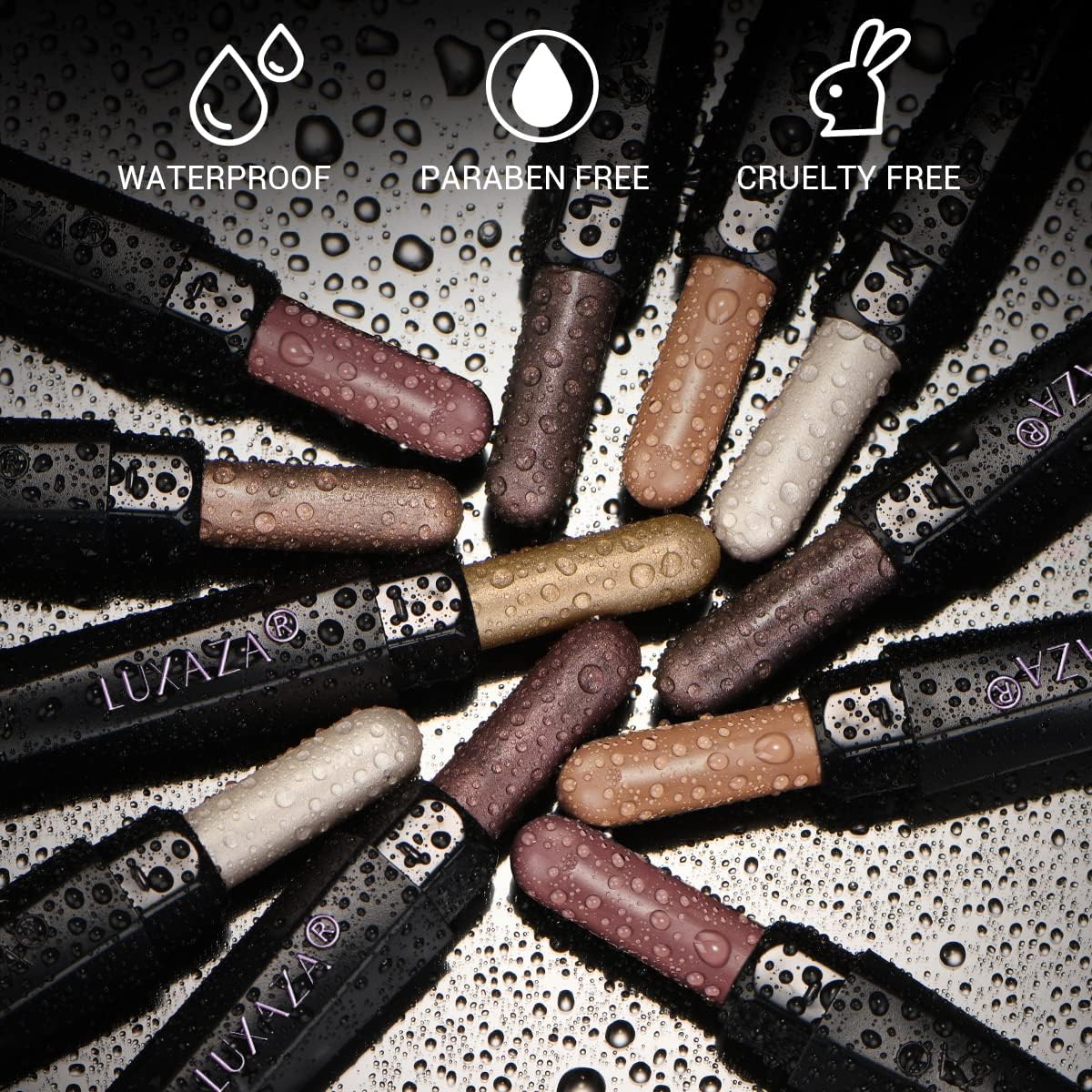 Luxaza satin and matte shimmer textures for versatile looks.