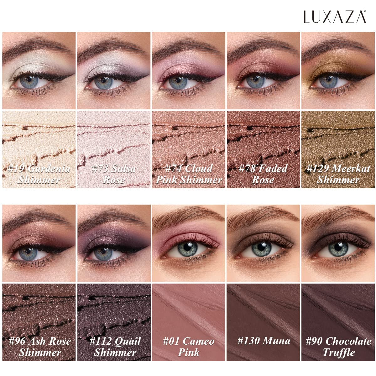 LUXAZA eyeshadow stick shimmer neutral brown swatch adds subtle glow