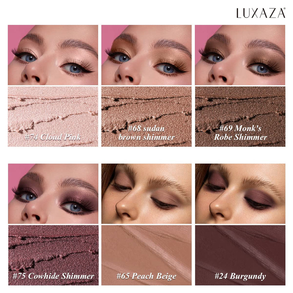 Luxaza wine-red swatches show shimmer and matte options