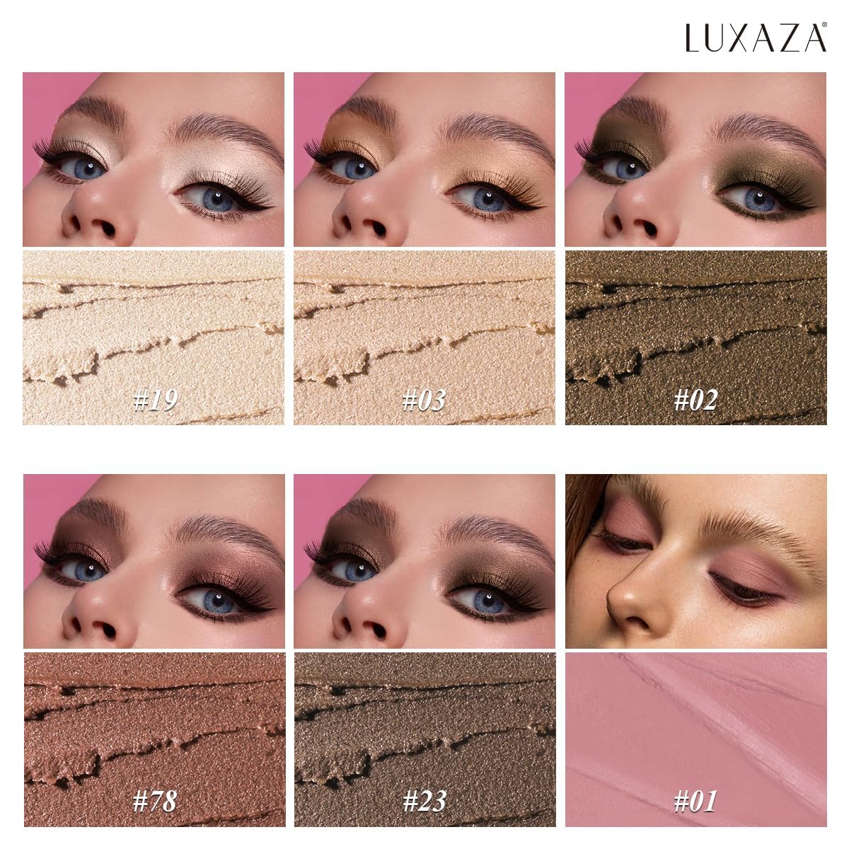 LUXAZA PRO swatches on arm reveal rich pigmentation and smooth shade transitions