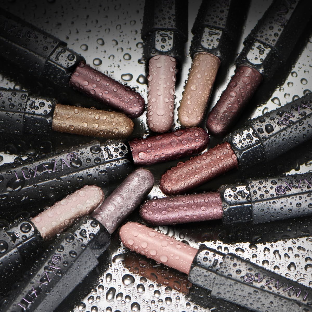 LUXAZA PRO eyeshadow stick swatches reveal versatile neutral shimmer and matte shades