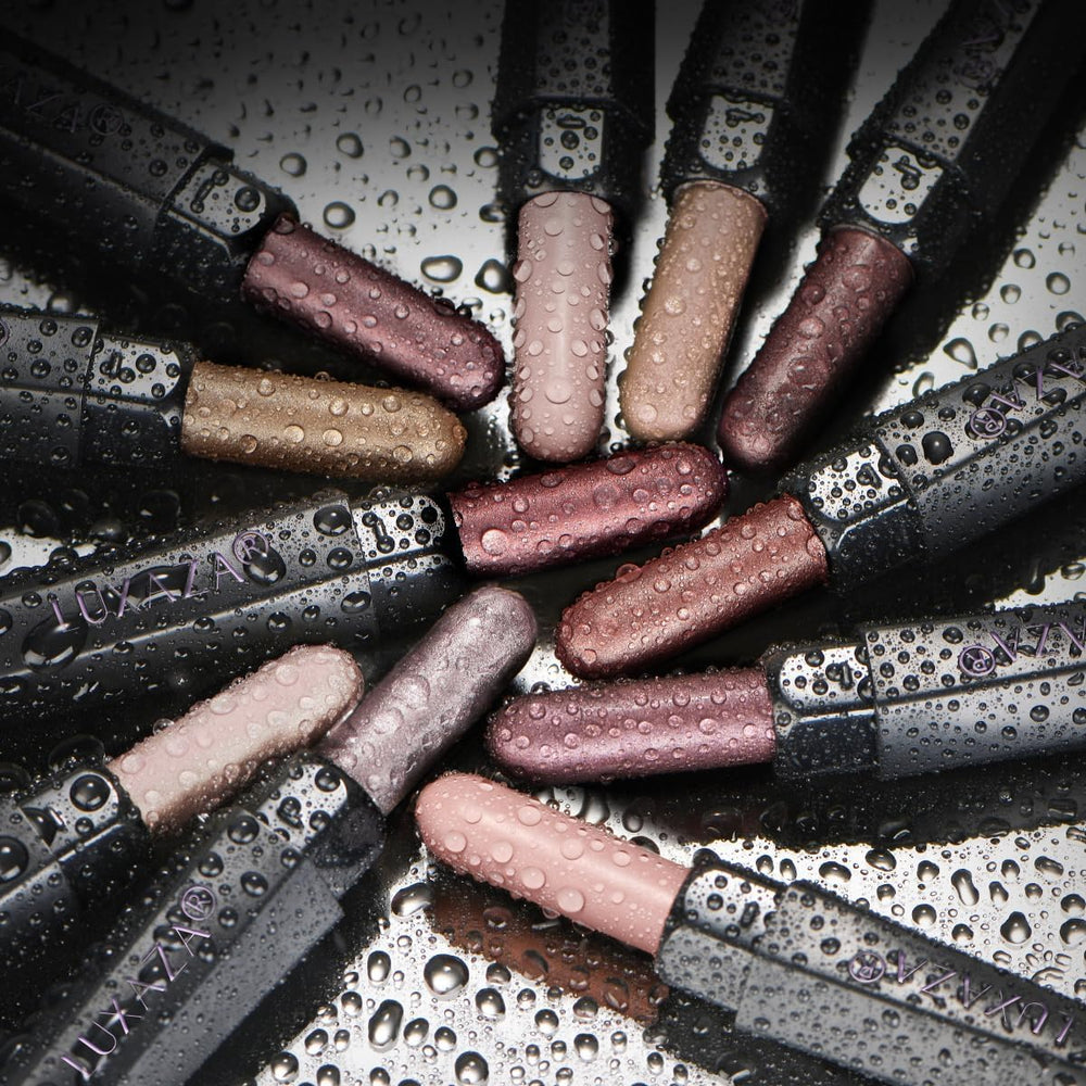 LUXAZA PRO eyeshadow stick swatches reveal versatile neutral shimmer and matte shades
