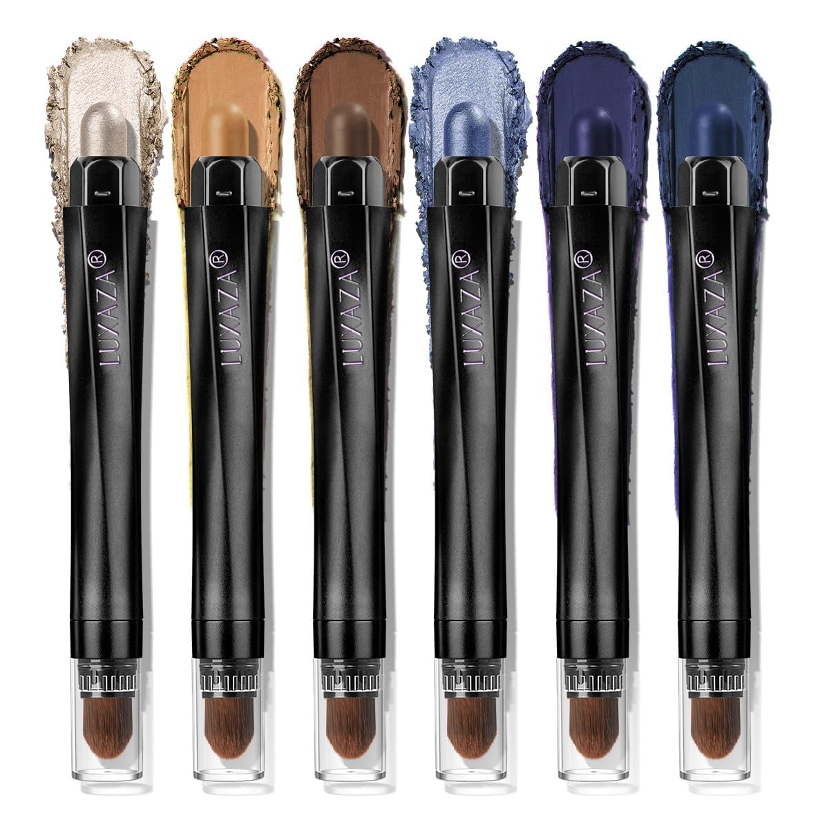 LUXAZA PRO Jeans Blue 6pcs set—coordinated colors for versatile eye looks.