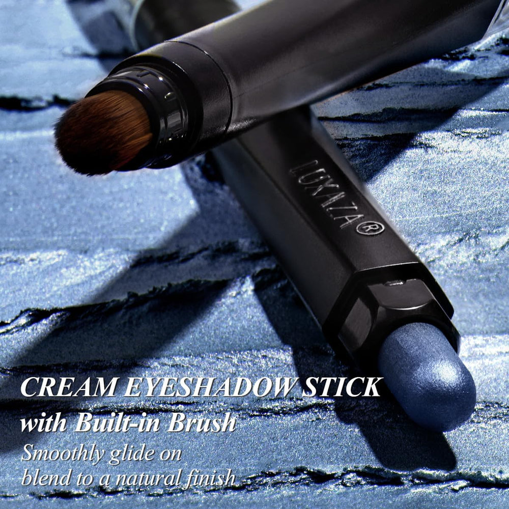 LUXAZA PRO Jeans Blue eyeshadow stick long-wear swatch promises up to 12 hours' wear.