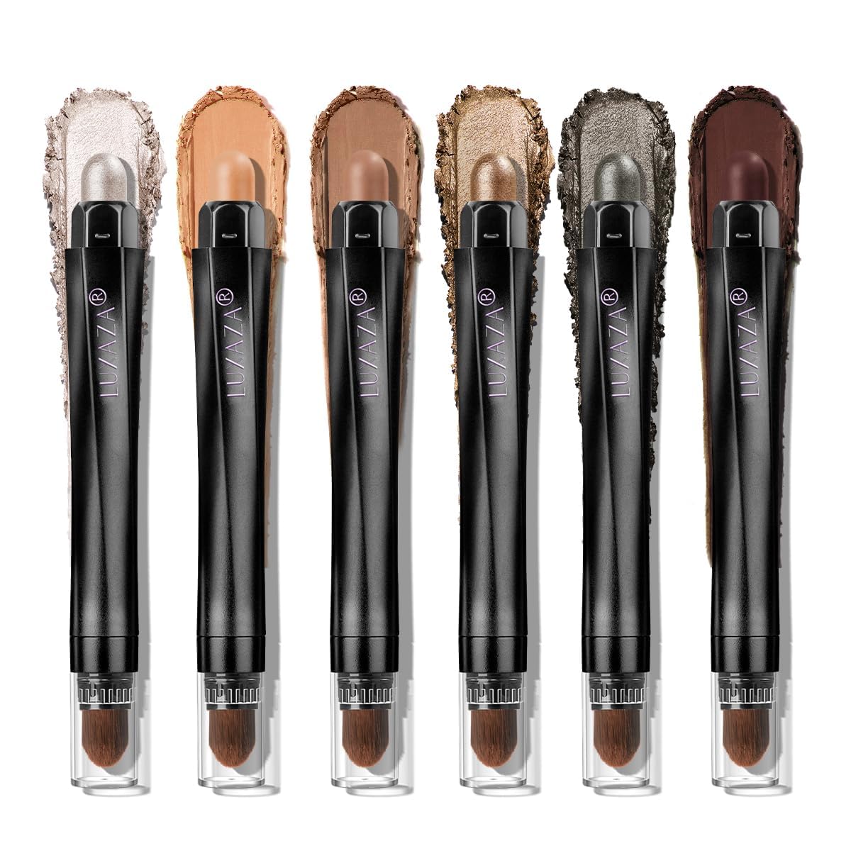 LUXAZA PRO neutral brown eyeshadow set swatch in warm brown latte for versatile day-to-night looks.