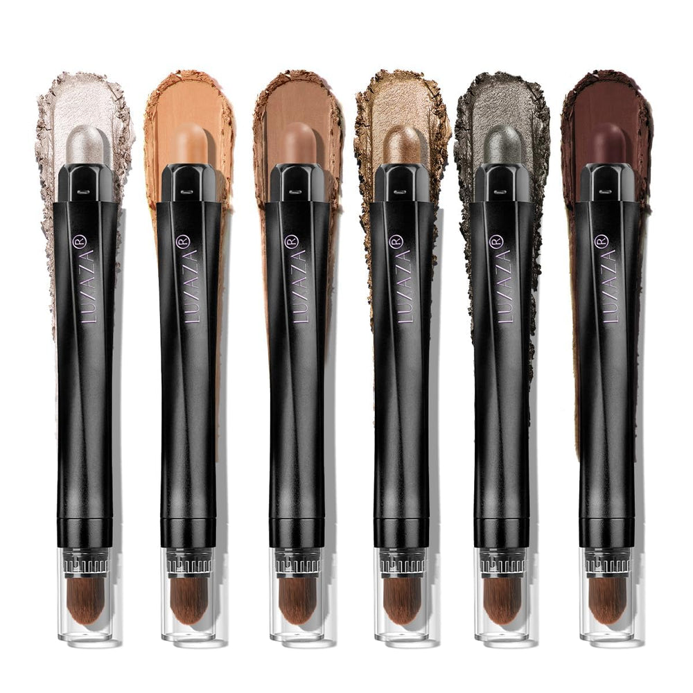 LUXAZA PRO neutral brown eyeshadow stick swatch shows rich pigment for smooth shading and easy blending.
