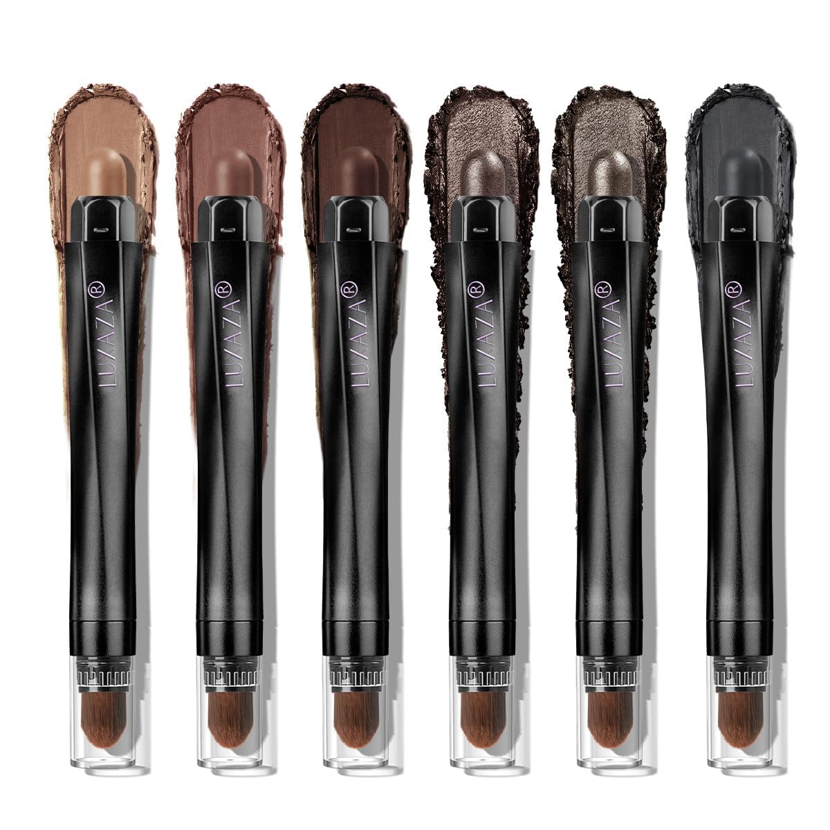 LUXAZA PRO packaging showcases neutral eyeshadow sticks for easy grab-and-go use