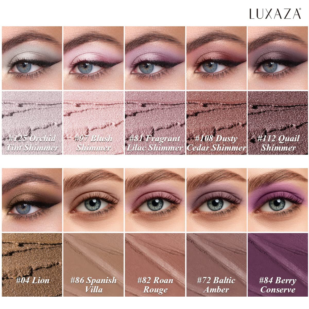 LUXAZA PRO neutral shimmer palette swatches for effortless daily wear