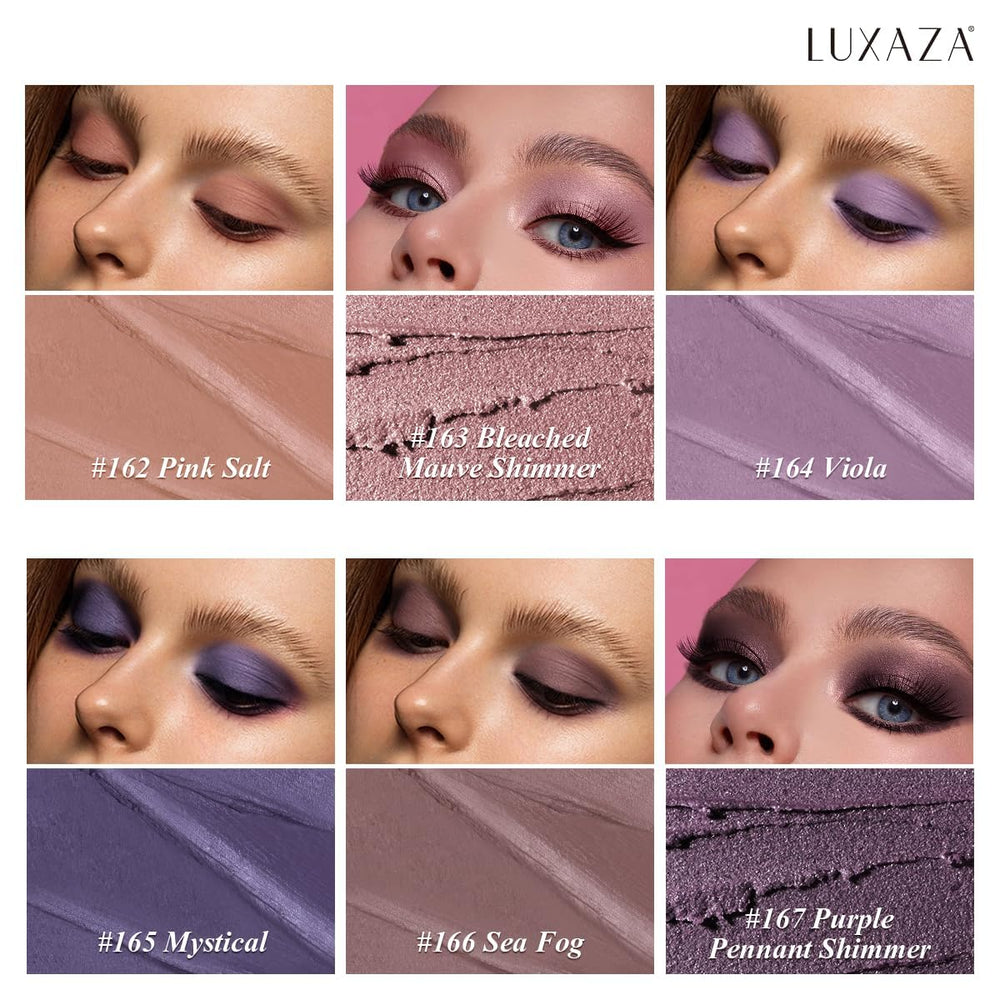 LUXAZA PRO Purple Eyeshadow Stick application glide highlights silky texture for smooth color.