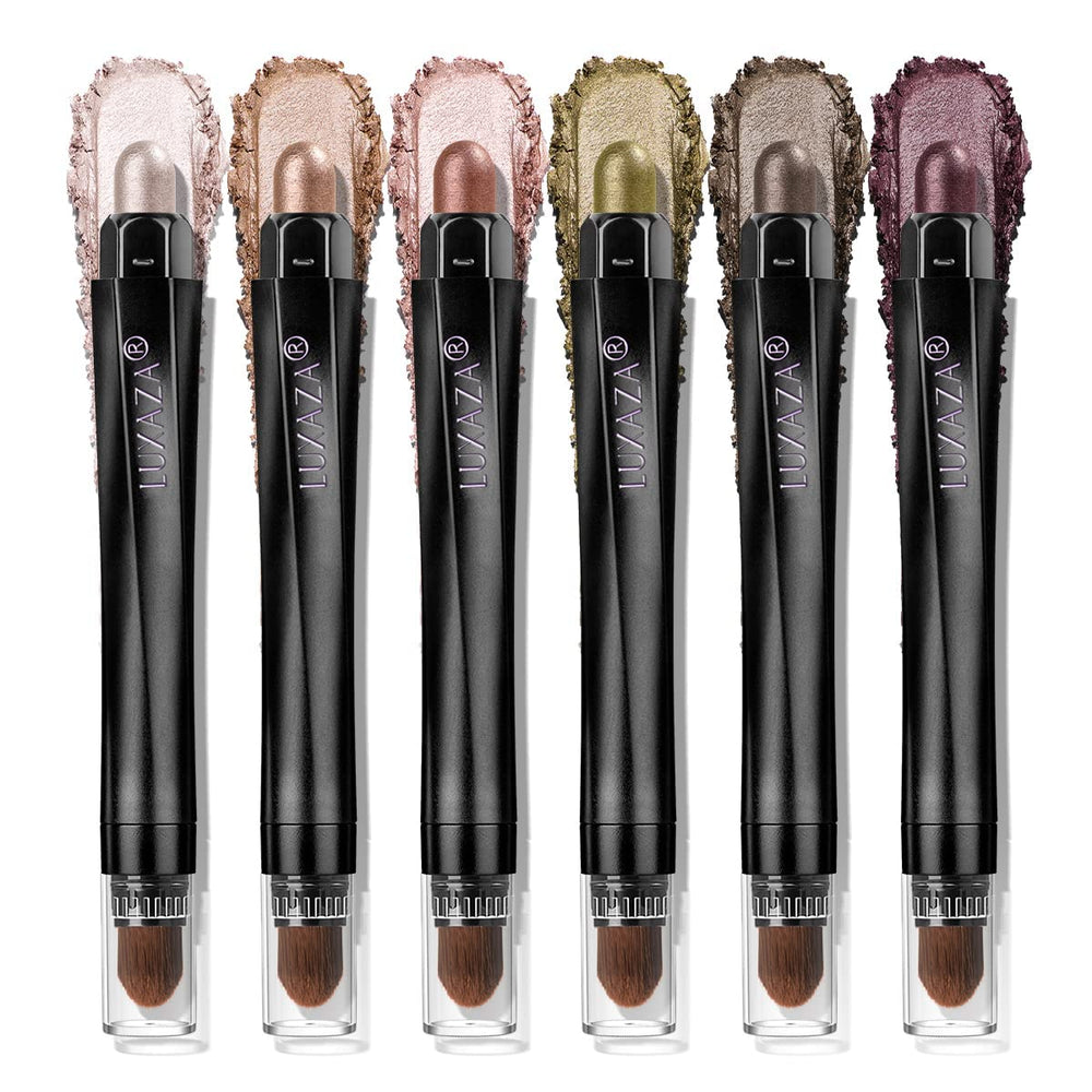 LUXAZA PRO shimmer eyeshadow-stick 6pc Desert Wild packaging for quick color selection.