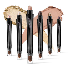 LUXAZA Quartz Pink cream eyeshadow stick close-up shows rich pigment for soft shimmer.
