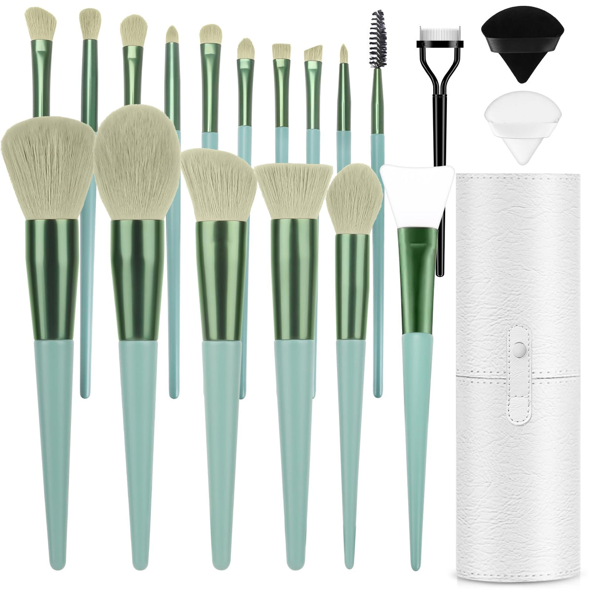 LUXBRU professional brush set with travel case for portable, organized makeup on the go.