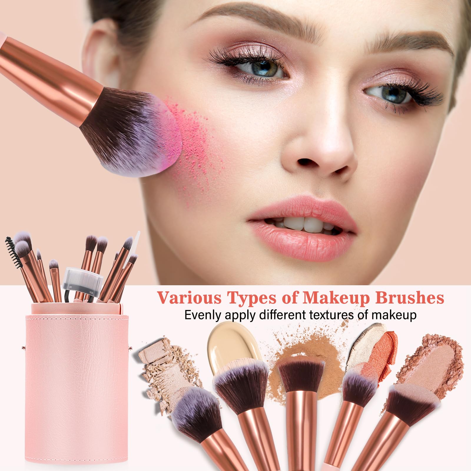 Luxbru soft bristle fiber closeup shows gentle brushes for smooth makeup