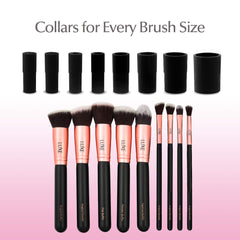 Luxe brush collars eight-piece set secures brushes during cleaning