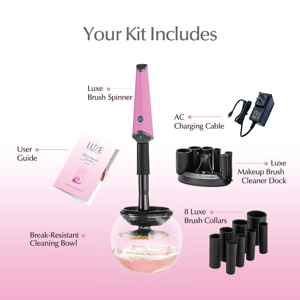 Luxe brush spinner pink for gentle rotation and quick drying of brushes