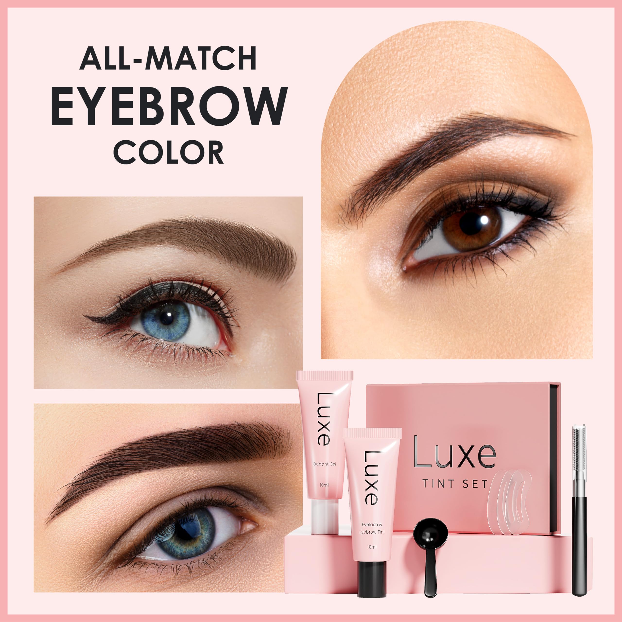Luxe Cosmetics black color set brows application for defined natural-looking results