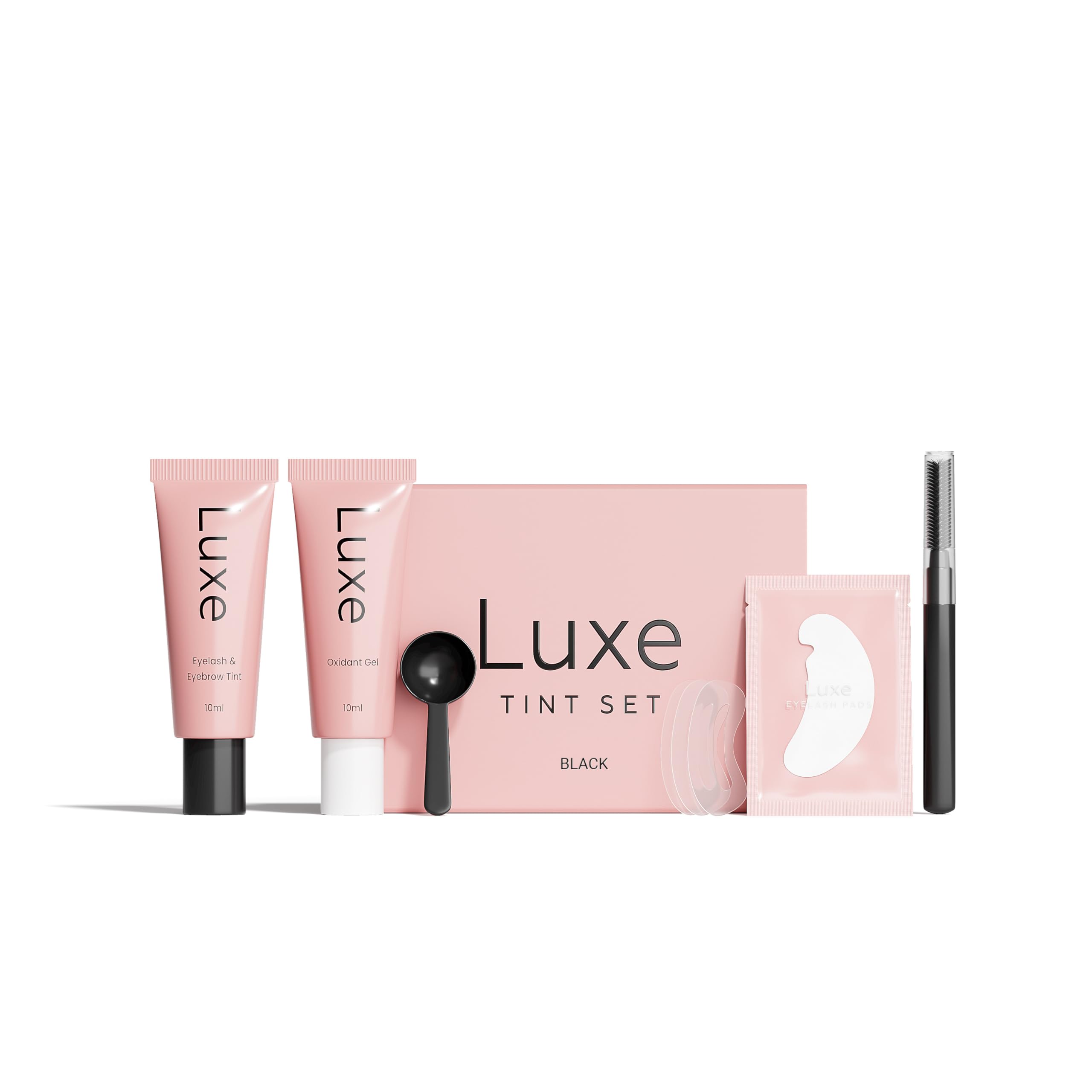 Luxe Cosmetics black color set dye mixing for lash and brow tinting at salon-ready precision