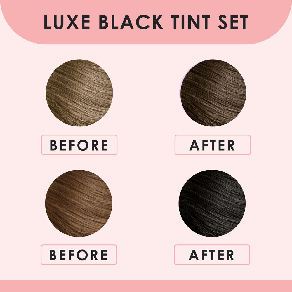 Luxe Cosmetics black color set soft silky finish after tinting