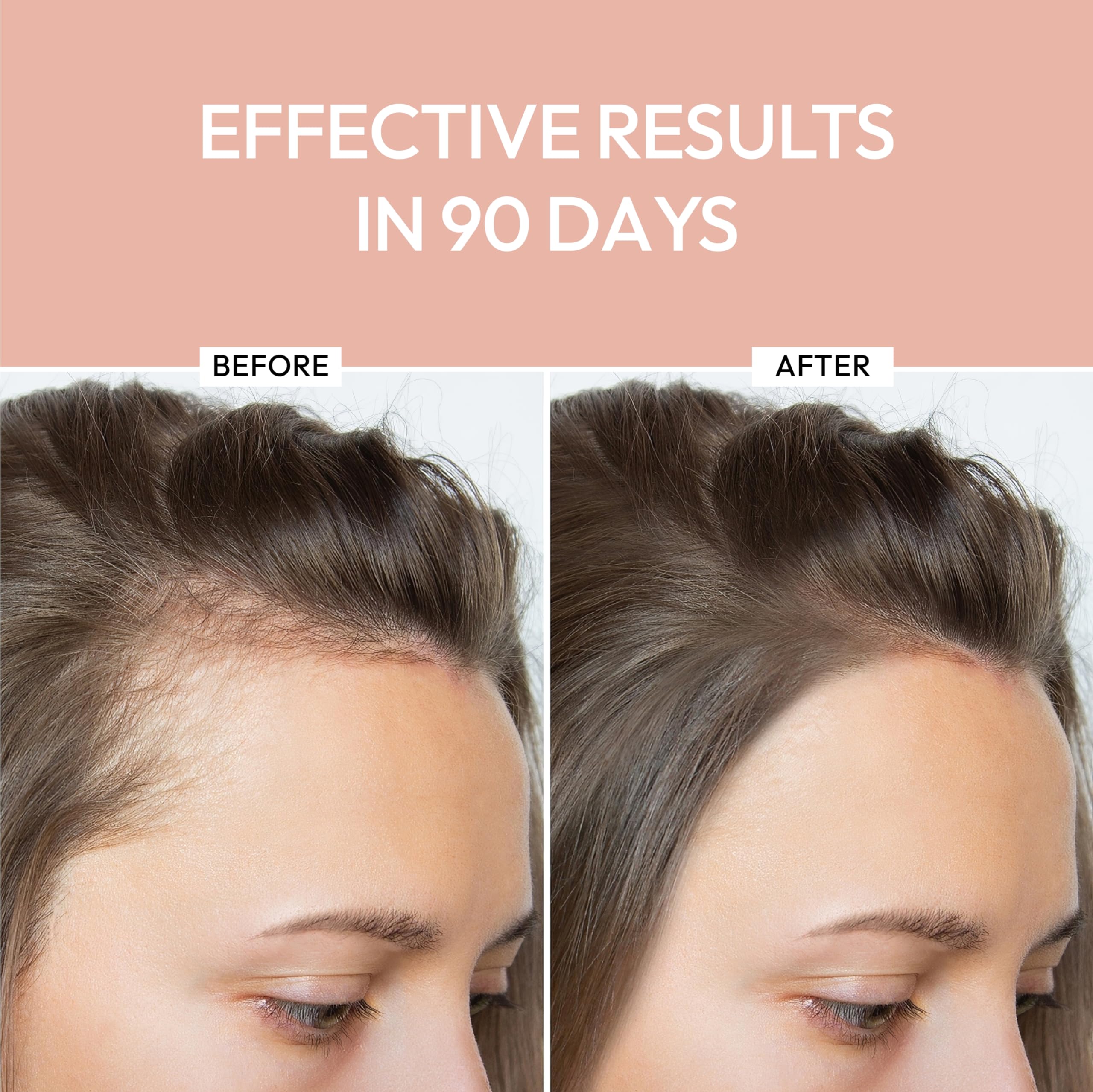 Luxe Cosmetics Hair Growth Serum droplet-on-hair highlights quick-absorb formula for frizz control.