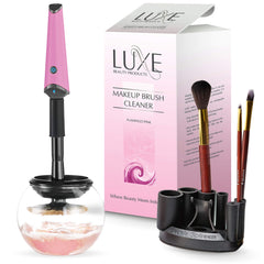 Luxe electric makeup brush cleaner pink for fast brush washing and refreshing makeup tools