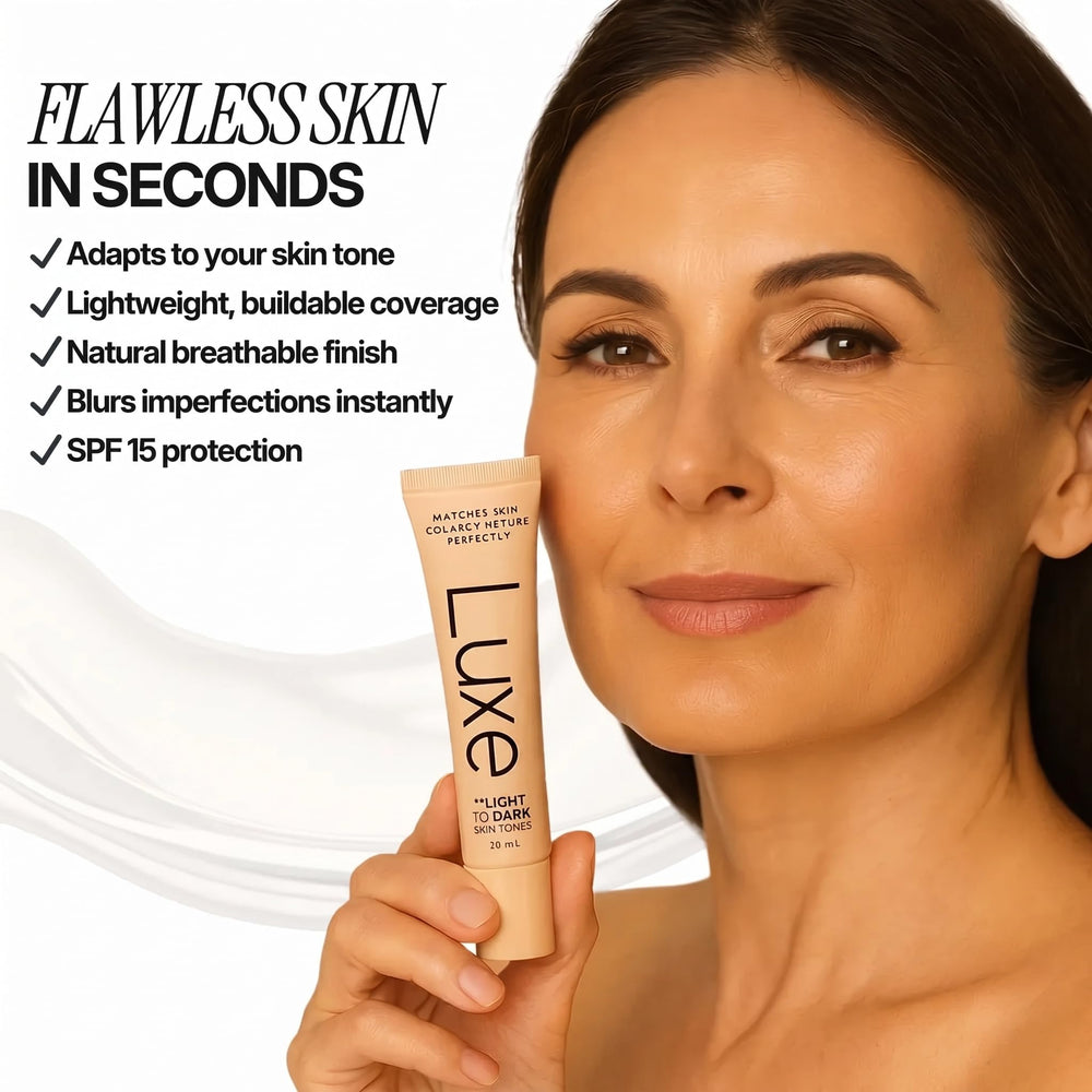 Luxe product on a makeup counter styled lifestyle shot emphasizing effortless routine