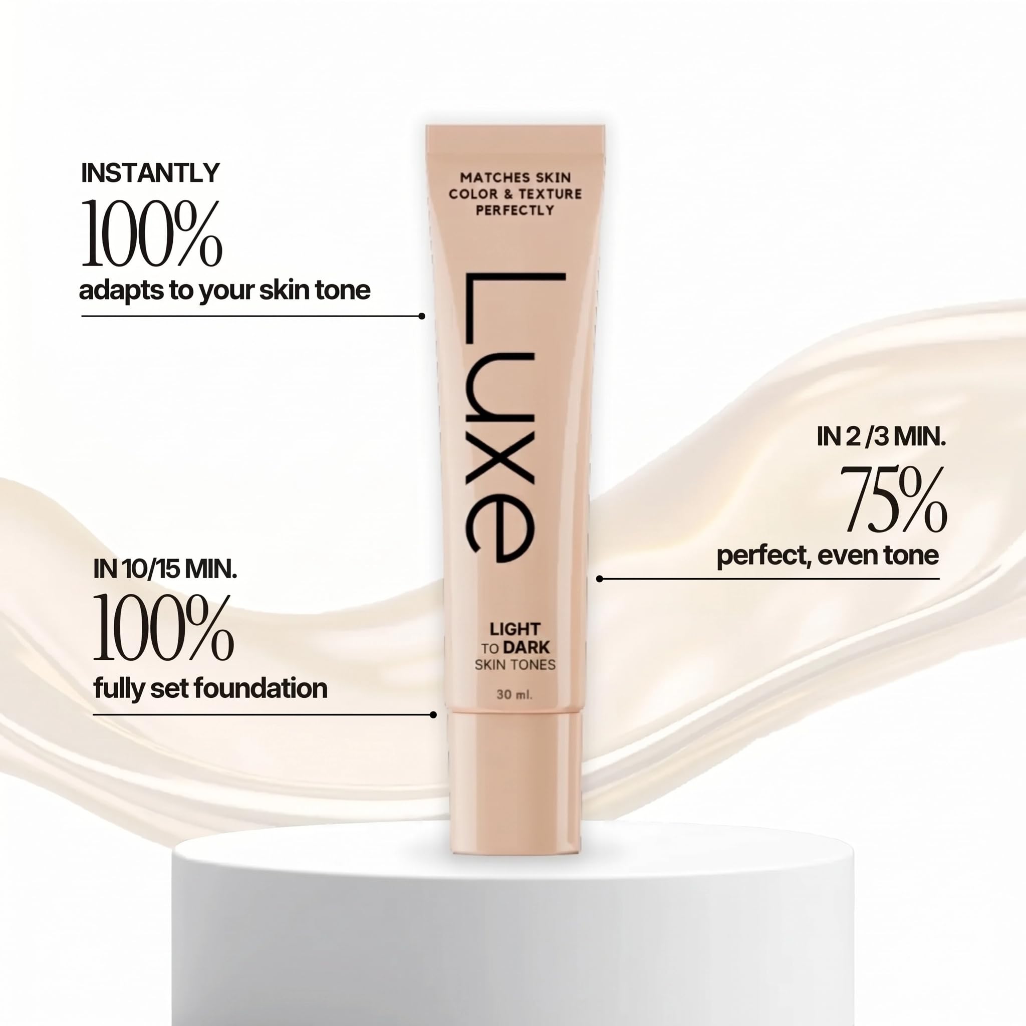 Luxe travel-sized kit in a bag showing portability and all-day wear benefit