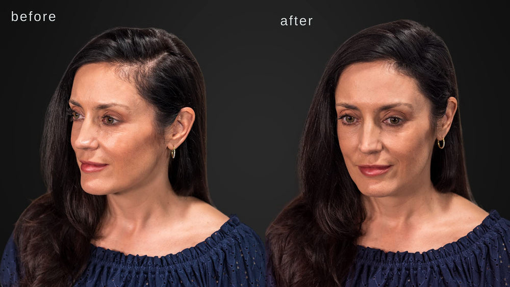 LUXE Hair Building Fibers dark brown color blends seamlessly with your shade.