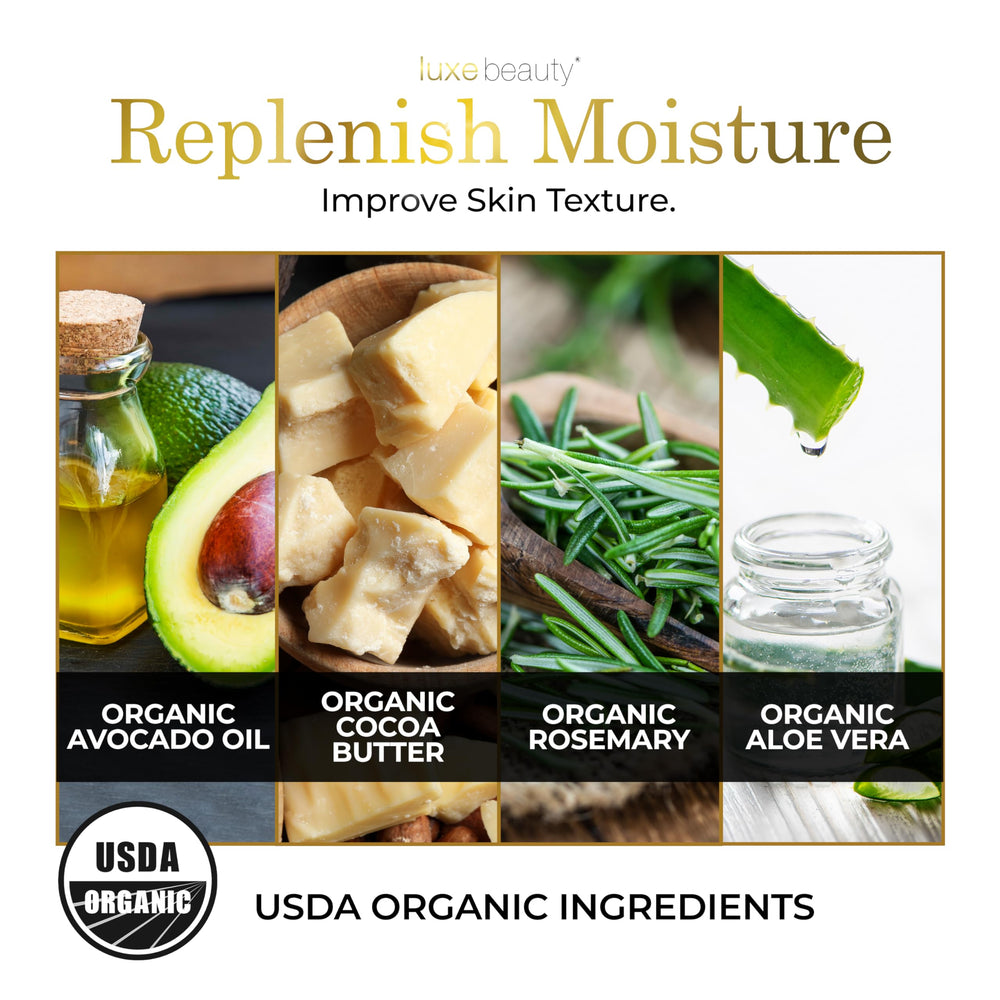 LUXELOTION ingredients-hyaluronic-acid closeup shows hydrating humectant for supple skin
